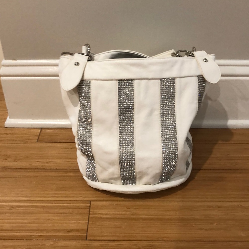 White purse with Rhinestones